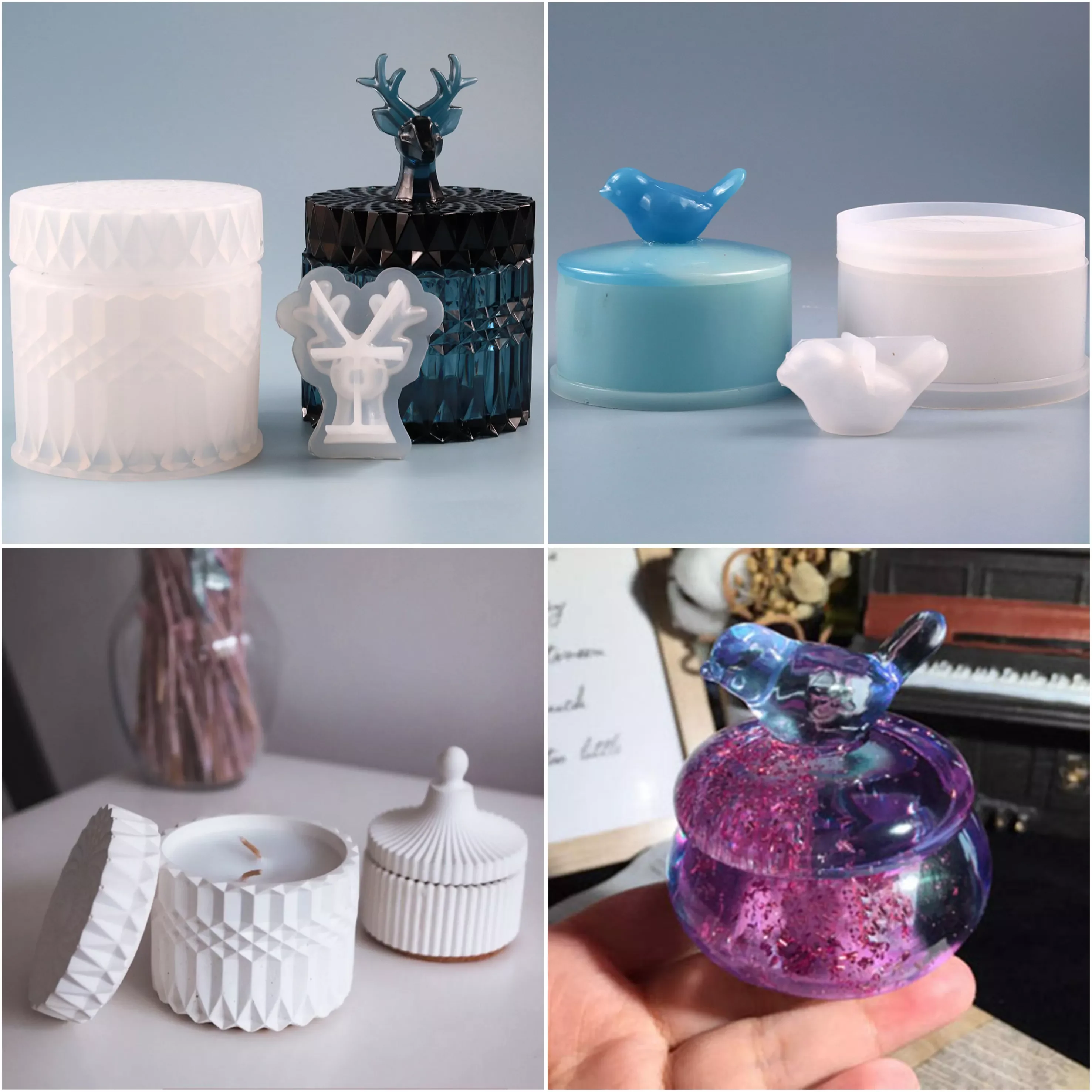 

Small Bird Head Small Jar Storage Box Silicone Mold for Diy Art Making Resin Concrete Molds Jewelry Home Decoration