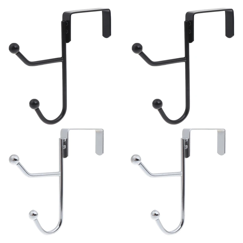 

2 Pcs Metal Coat Hanger Over the Door Hooks Bathroom Organizer Easy to Install