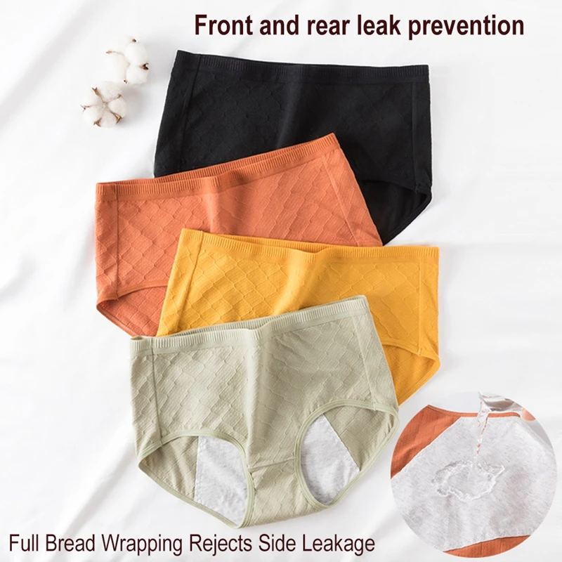 

6 шт. физиологическое нижнее белье, хлопковое мягкое безопасное гигиеническое женское менструальное нижнее белье большого размера с герметичными карманами и средней талией