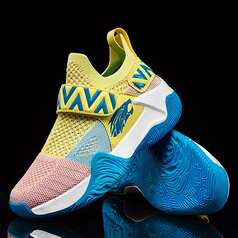 

2022 Children's Sneakers Boys Basketball Shoes Lightweight Sports Running Anti-slippery Trainers Mesh Breathable Basket Ball