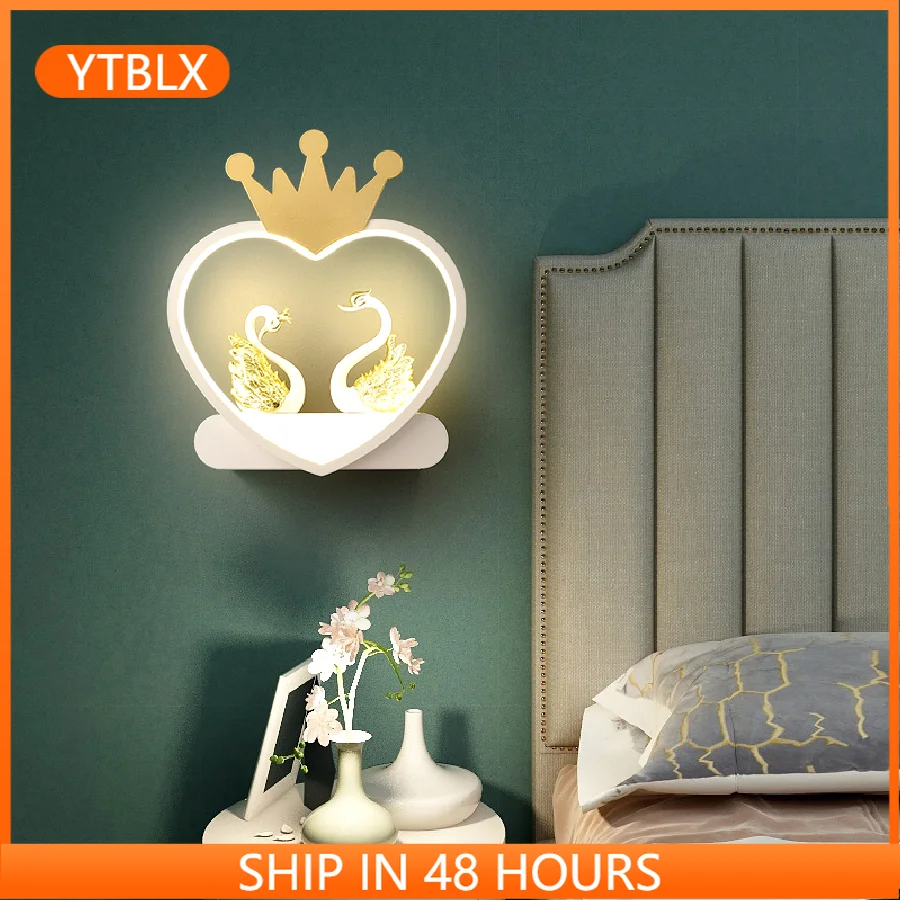 

Современные Настенные светильники art swan Nordic креативный для гостиной спальни кронштейн для прикроватного освещения Мощный светодиодный све...