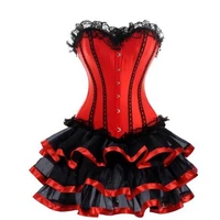 sexy corsets for women gothic steampunk costume overbust burlesque corset with skirt set tutu corselet victorian fashion gowns