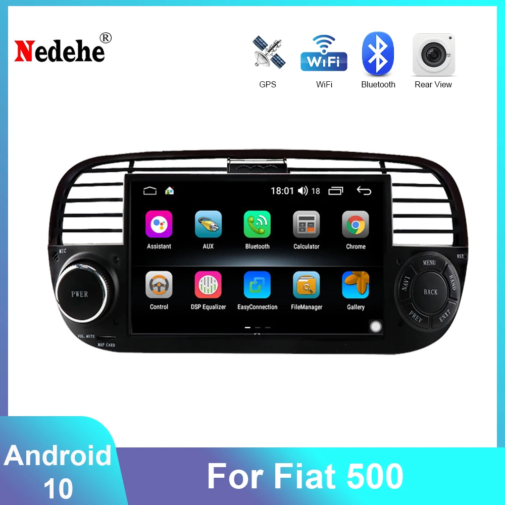 

Автомагнитола 7 дюймов, 2 + 32 ГБ, Android 10, мультимедийный видеоплеер для Fiat 500, Авторадио, головное устройство, Wi-Fi, GPS, Bluetooth, без DVD