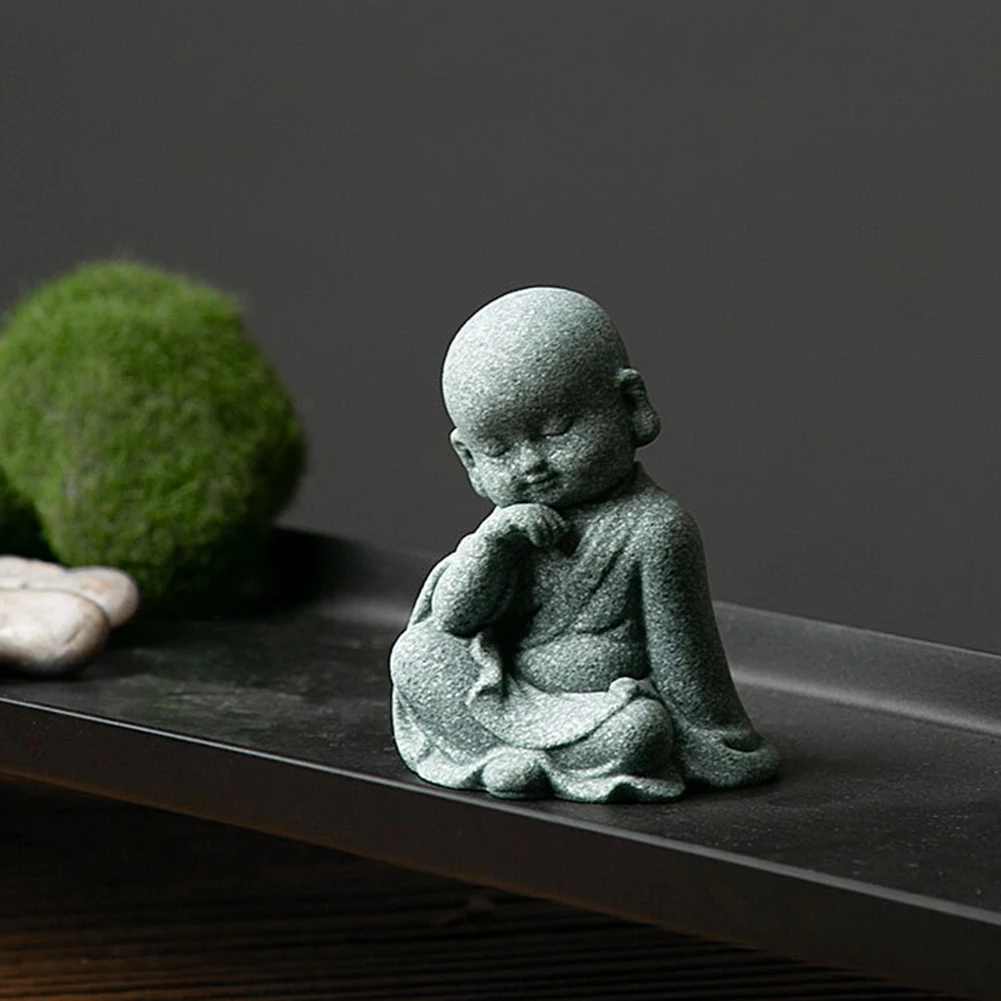 

Cute Small Monk Figurines Resin Ornaments Statues Clever Small Monk Buddha Dolls Display Ornament For Home Interior Garden