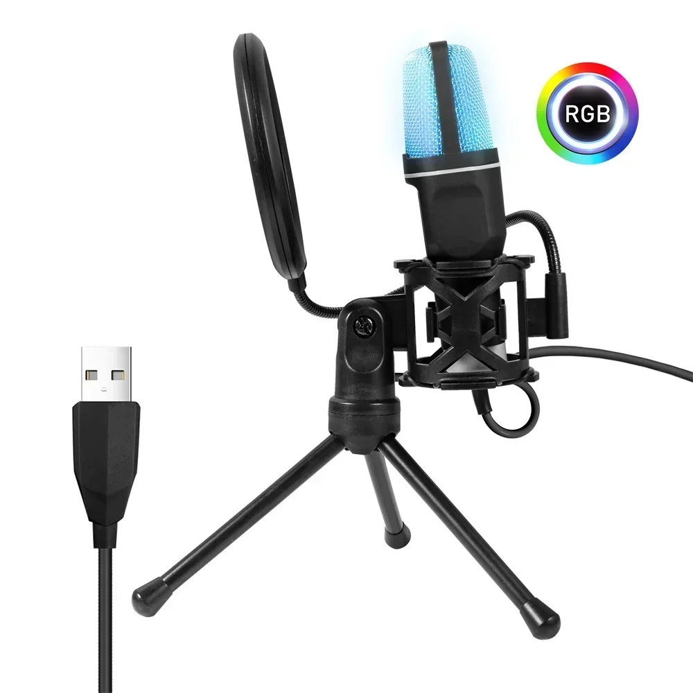 USB-микрофон RGB микрофон конденсатор проводной игровой для студии звукозаписи