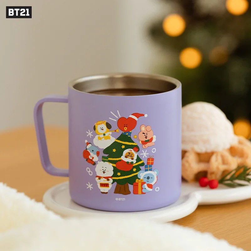 

Kawaii BT21 Anime Hobby Rj Cooky Koya Tata Holiday Series Cartoon Cute Stainless Steel Mug Home Drinking Cup Coffee Cup