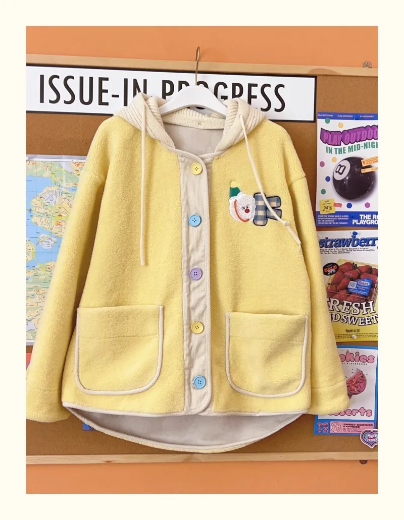 2024 новая японская зимняя оригинальная детская винтажная милая молочно-желтая