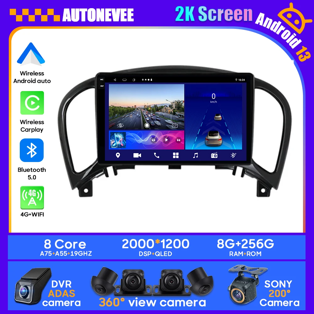 

Android 13 для Nissan Juke YF15 2010-2014 автомобильное беспроводное Carplay Android автомобильное стерео устройство мультимедийное радио видеоплеер GPS QLED