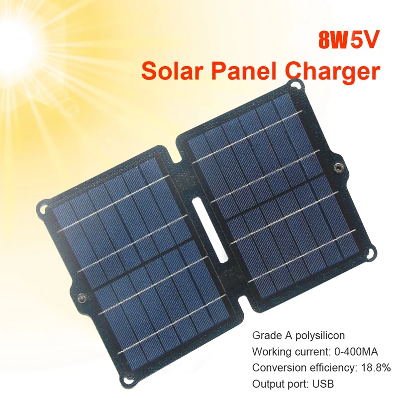 

8W 5V ETFE Solar Panel Folding Charger Outdoor Portable IPX6 Waterproof Solar Folding Bag Mobile Phone Charger