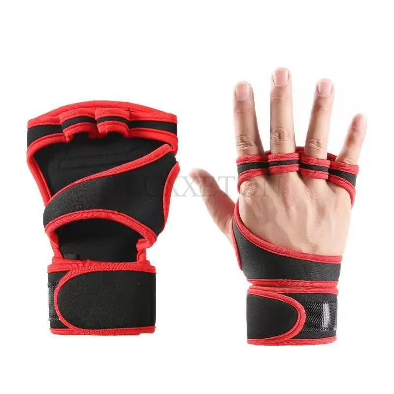 

New 1 Pair Weight Lifting Training Gloves Women Men Fitness Sports Body Building Gymnastics Grips Gym Hand Palm Protector Gloves
