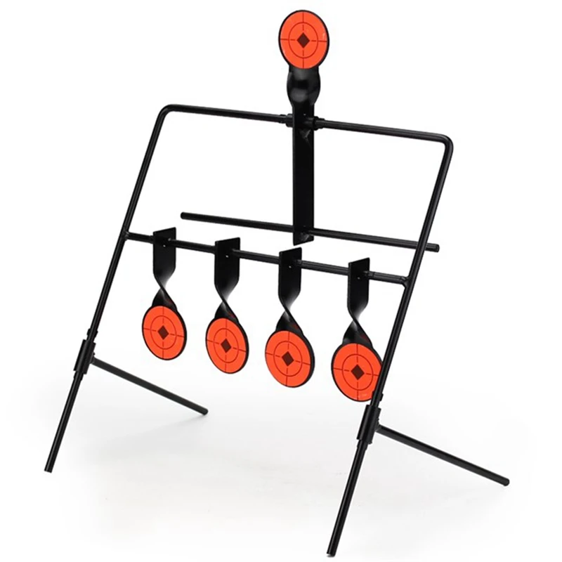 

New Slingshot Outdoor Practice Shooting Resetting Target Metal Stand 5 Targets with 10pcs Target Stickers Stainless Steel Target