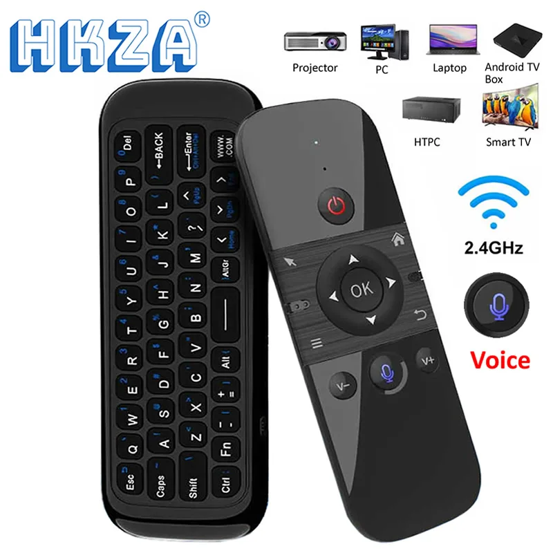 HKZA W1 PRO Fly Air Mouse Wireless Keyboard Mouse 2.4G Recha