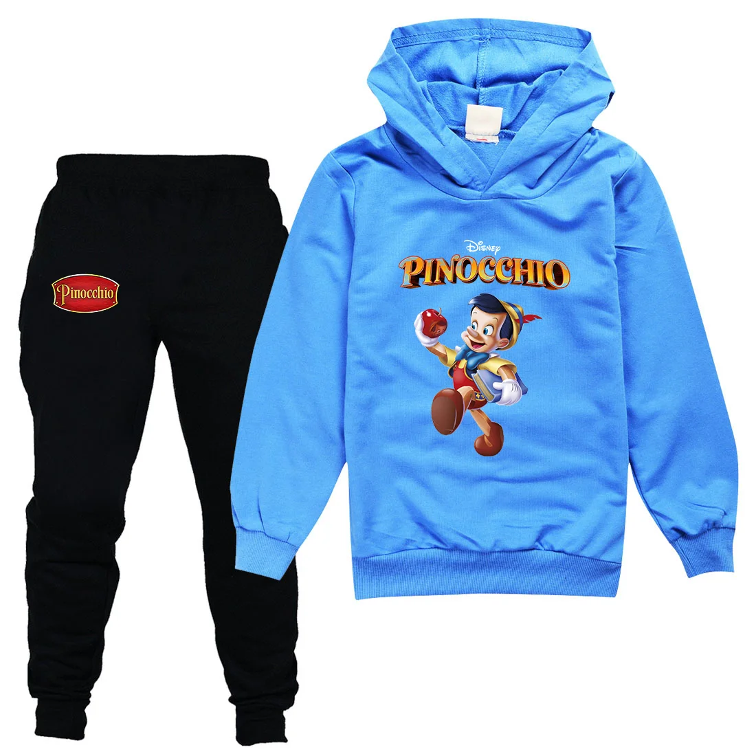 

Disney Pinocchio Children Clothes Girl Boy Cartoon Hoodies 2 Piece Sets Thin Hooded Sweatshirt Children Clothing Pants