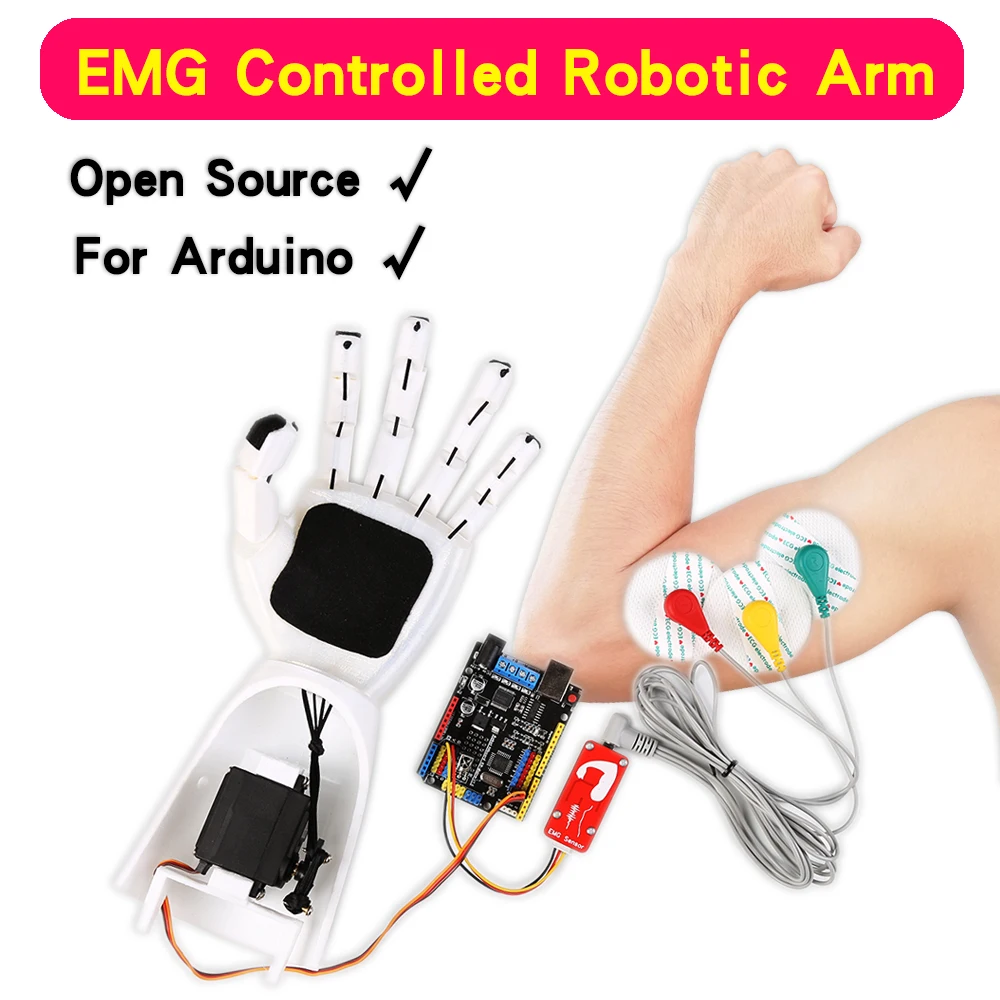 EMG Контролируемая Роботизированная рука Arduino EMG сенсор Diy Набор школьная наука STEM обучение физике обучение