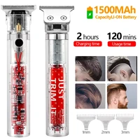 new electric hair clipper transparent body hair trimmer for men professional usb rechargeable 0mm hair cut machine electric