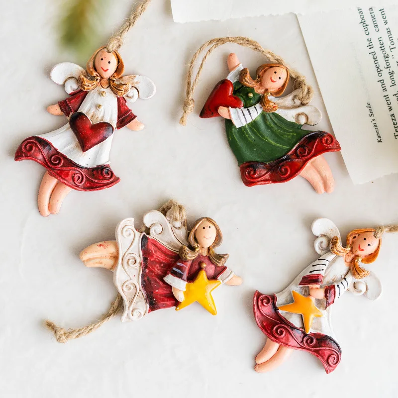 

Christmas Vintage Resin Angel Pendants Christmas Tree Fairy Fairies Hanging Decoration Fun Mysterious Xmas Ornaments Home Decor
