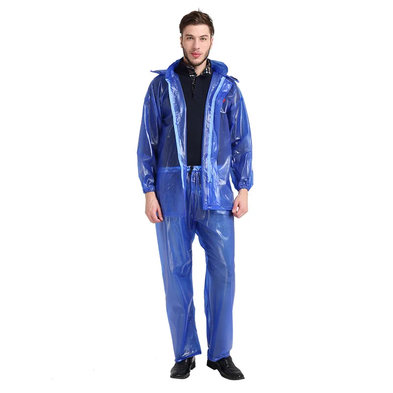 

Transparent Large Hiking Adult Rain Pants Waterproof Travel Raincoat Hooded Outdoor Poncho Impermeable Men Rain Gear Set MM60YY