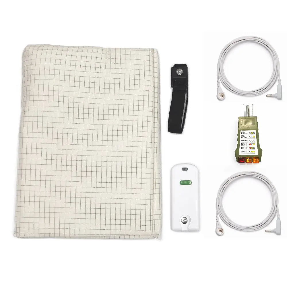 Earthing Fitted Sheet 10% conductive yard with nature cotton with grounding tester grounding cord EFM protection sheet