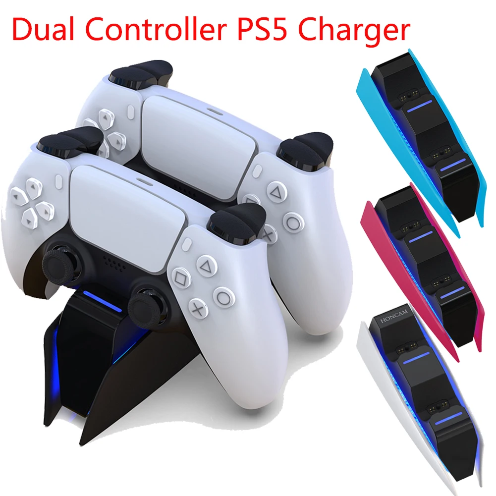 

Двойное зарядное устройство для контроллеров Playstation 5, зарядная станция USB Type-C ps5, зарядная док-станция для геймпадов Sony PS5