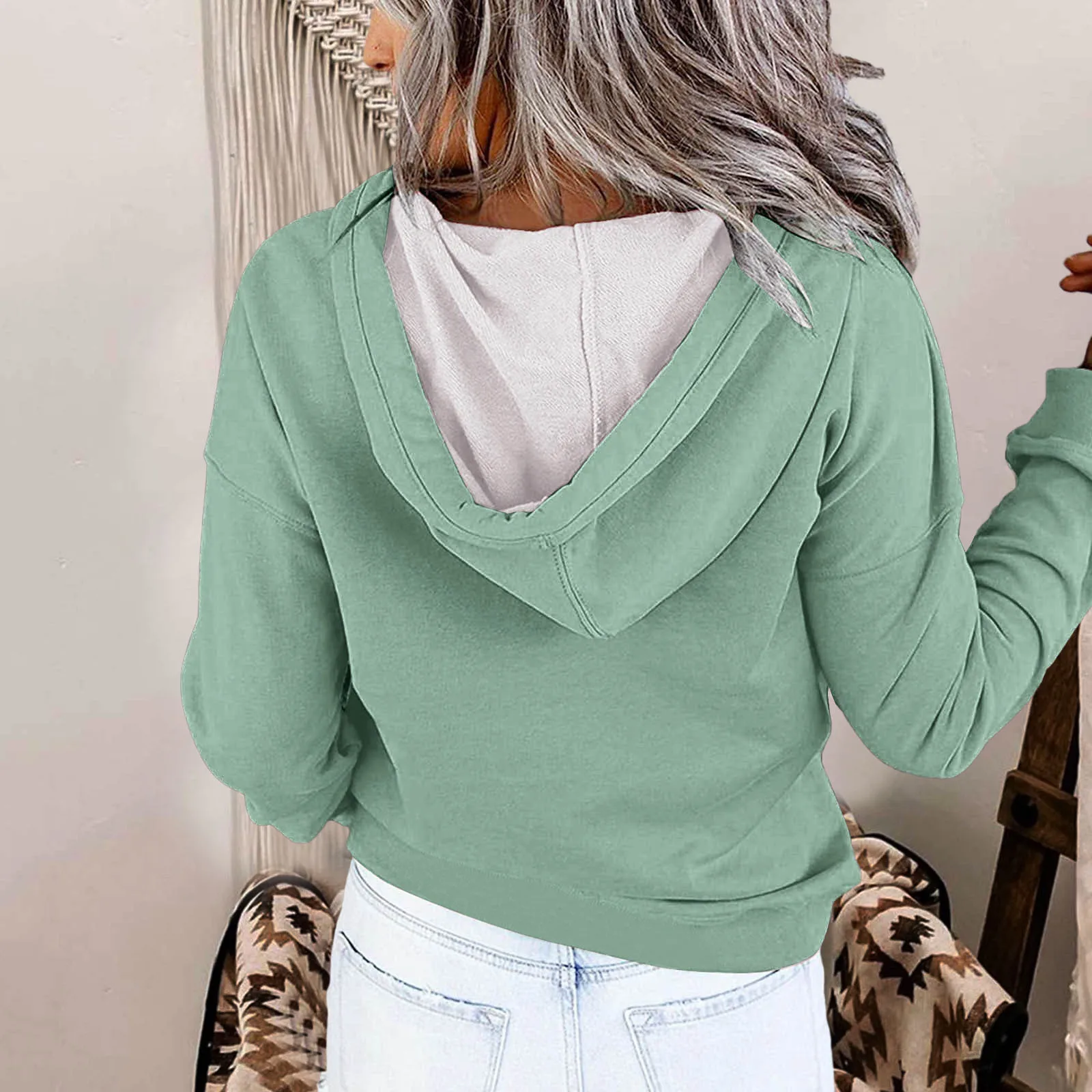 

Womens Print Long Sleeve Pullover Hoodie Sweatshirt Sweatshirt Top N Light