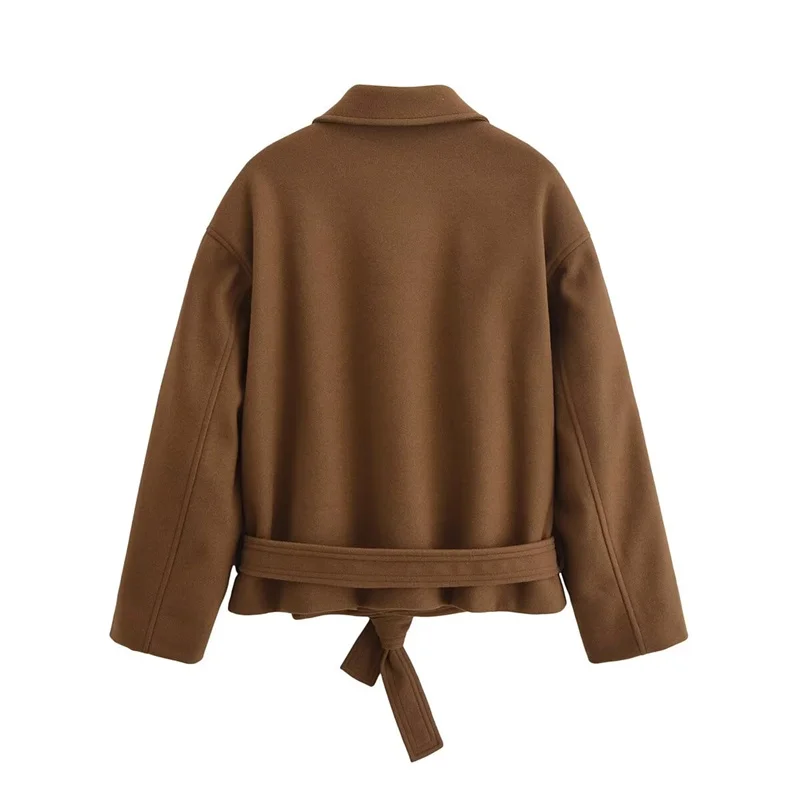 KEYANKETIAN 2024 новая зимняя женская асимметричная однобортная укороченная шерстяная