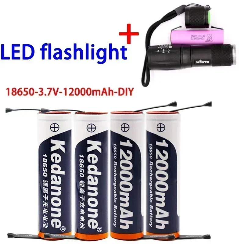 18650 rechargeable battery 3.7 V18650 12000 mAh capacity lithium-ion for flashlight torch + diy