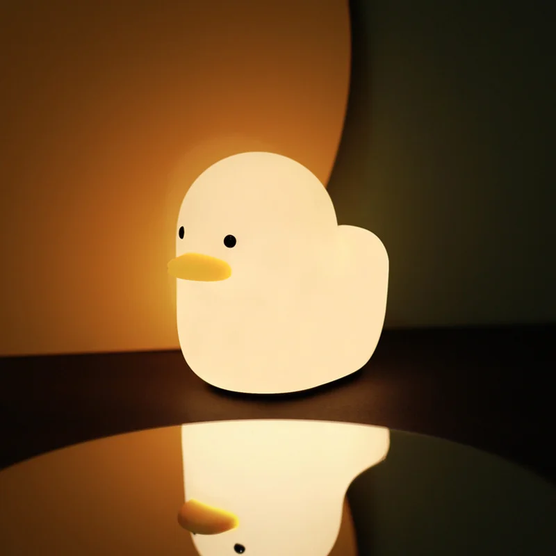 Cartoon Dumb Duck Silicone Light USB Rechargeable Bedroom Bedside Night Light Touch Pat Light Eye Protection Atmosphere Light