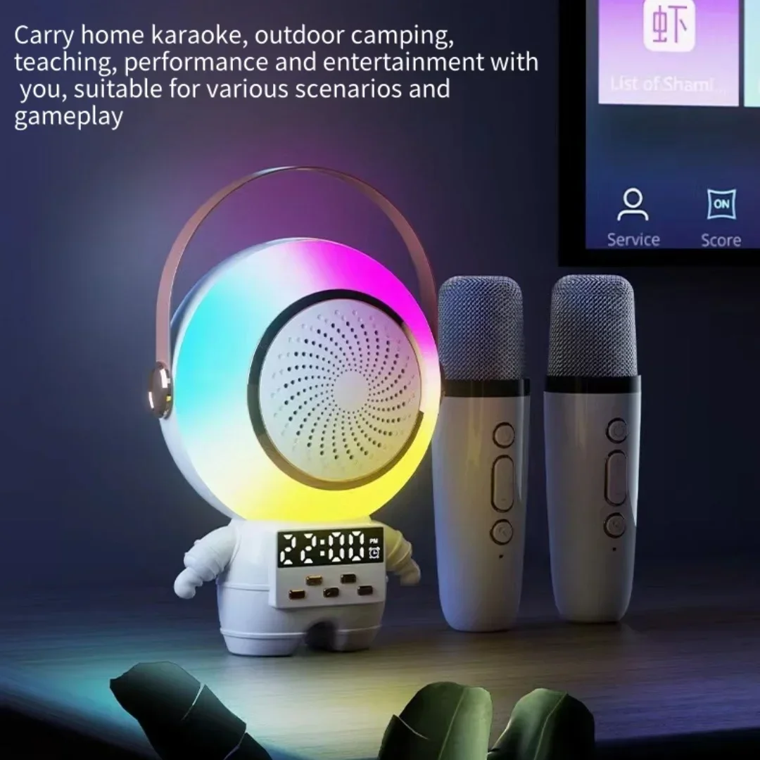 Астронавты Bluetooth-динамик Беспроводное караоке с красочным микрофоном подсветкой