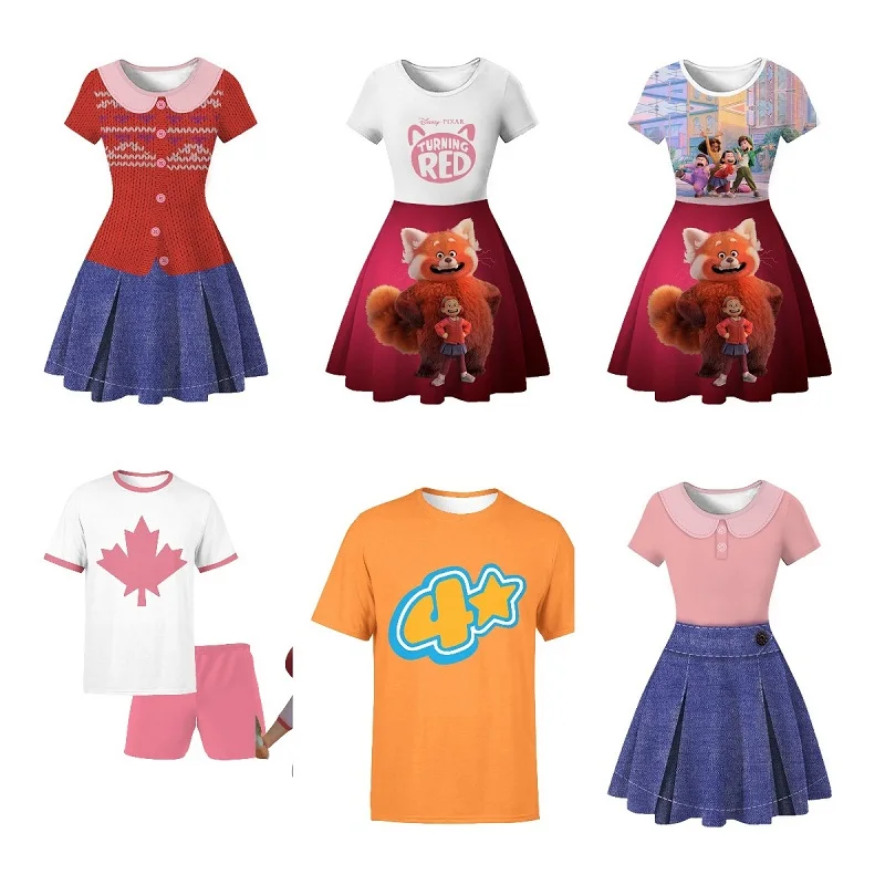 

Женская Летняя мода, новинка, поворотная красная футболка, платье, брюки, детская забавная Повседневная футболка, одежда для мальчиков и дев...