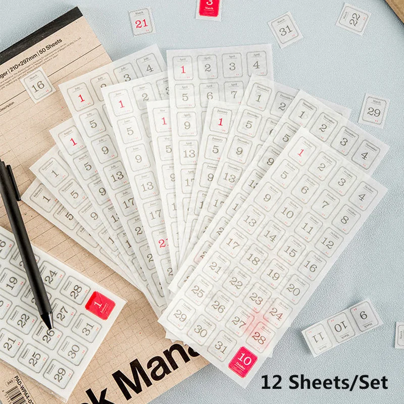 

Набор стикеров с номерами и датами 365 дней