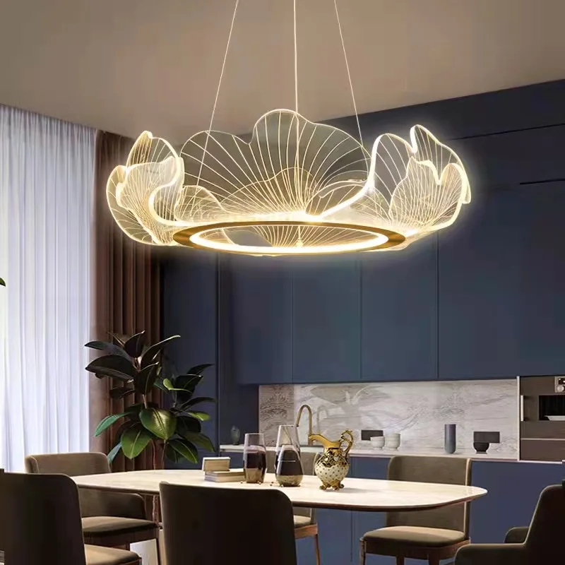 

Ginkgo Leaf Art Chandelier Modern Minimalist Lamp in the Living Room Bedroom Study LED Intelligent Dimming Lighting