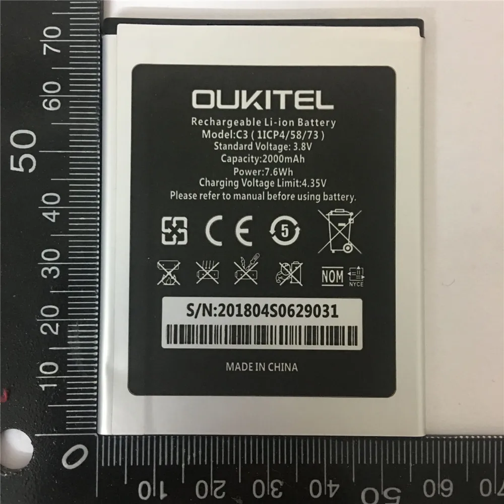 

100% оригинальный высококачественный Новый 2000 мАч для Oukitel C3 Аккумулятор для Oukitel C3 Аккумулятор для телефона + номер для отслеживания