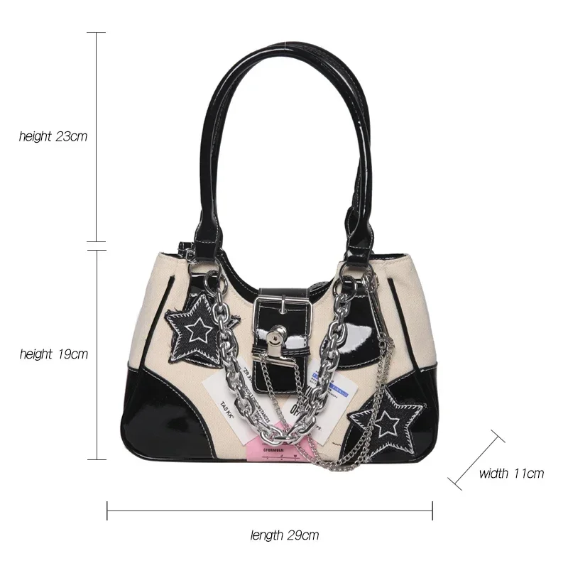 Женская сумка Y2k разных цветов черная через плечо с аппликацией в виде звезд