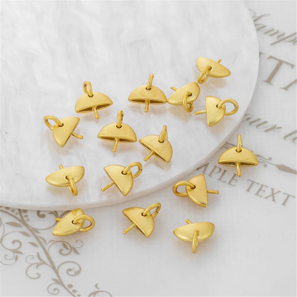 

18k gold clad sandblasted gold matte half round with pin 9mm pendant bracelet necklace diy earrings jewelry accessories