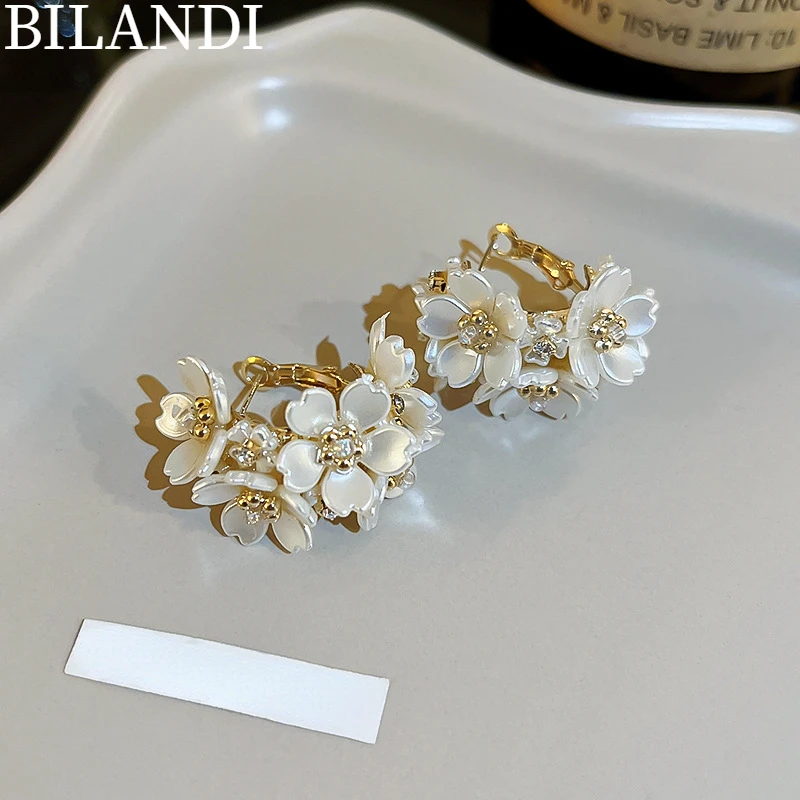 

Bilandi 925 Silver Needle Delicate Jewelry Flower Earrings Pretty Design Elegant Temperament Drop Earrings For Women Party Gifts