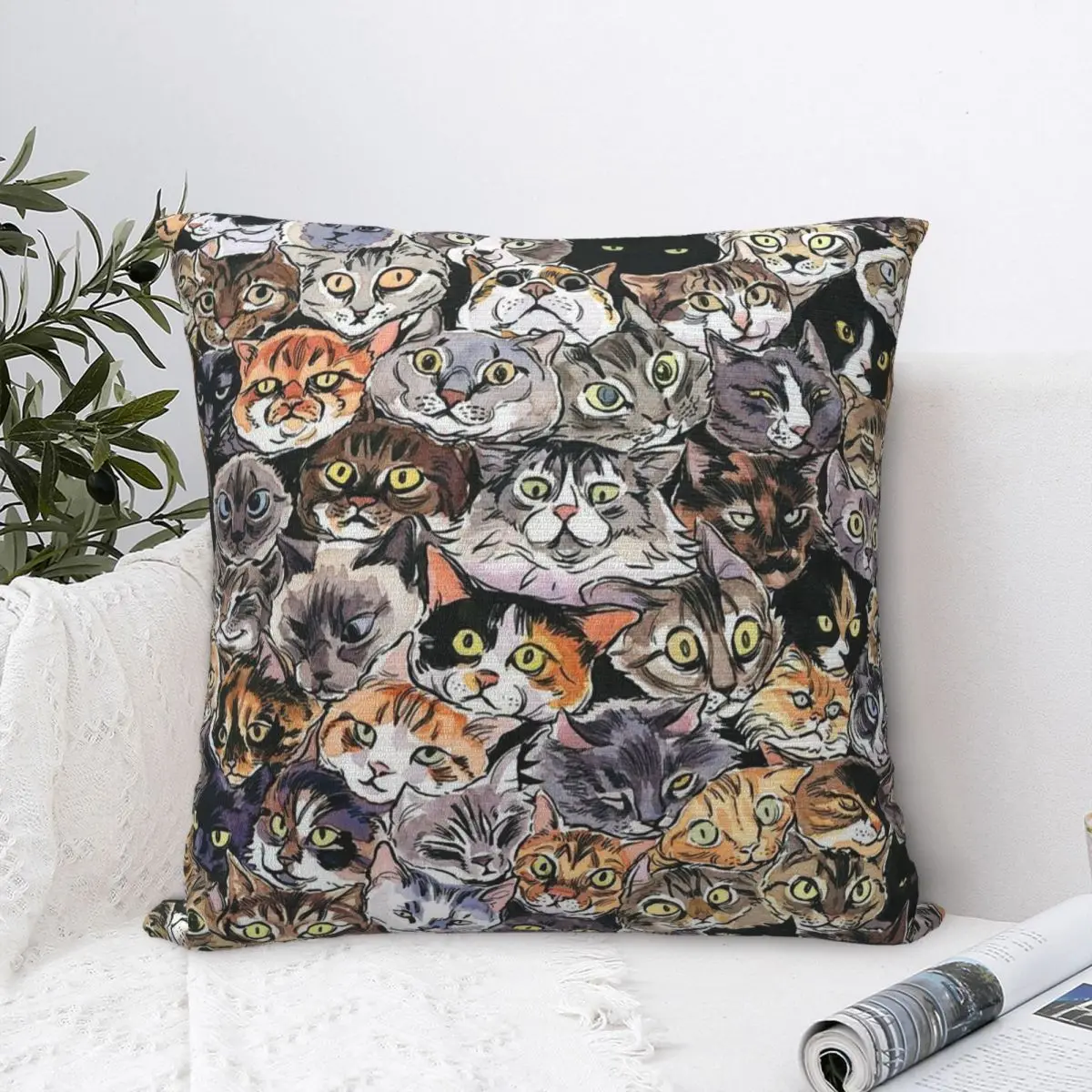 

Hand Hug Pillowcase Cat Meek Haughty Languor Vivacious Sprout Backpack Cushion Garden DIY Printed Chair Throw Pillow Decorative