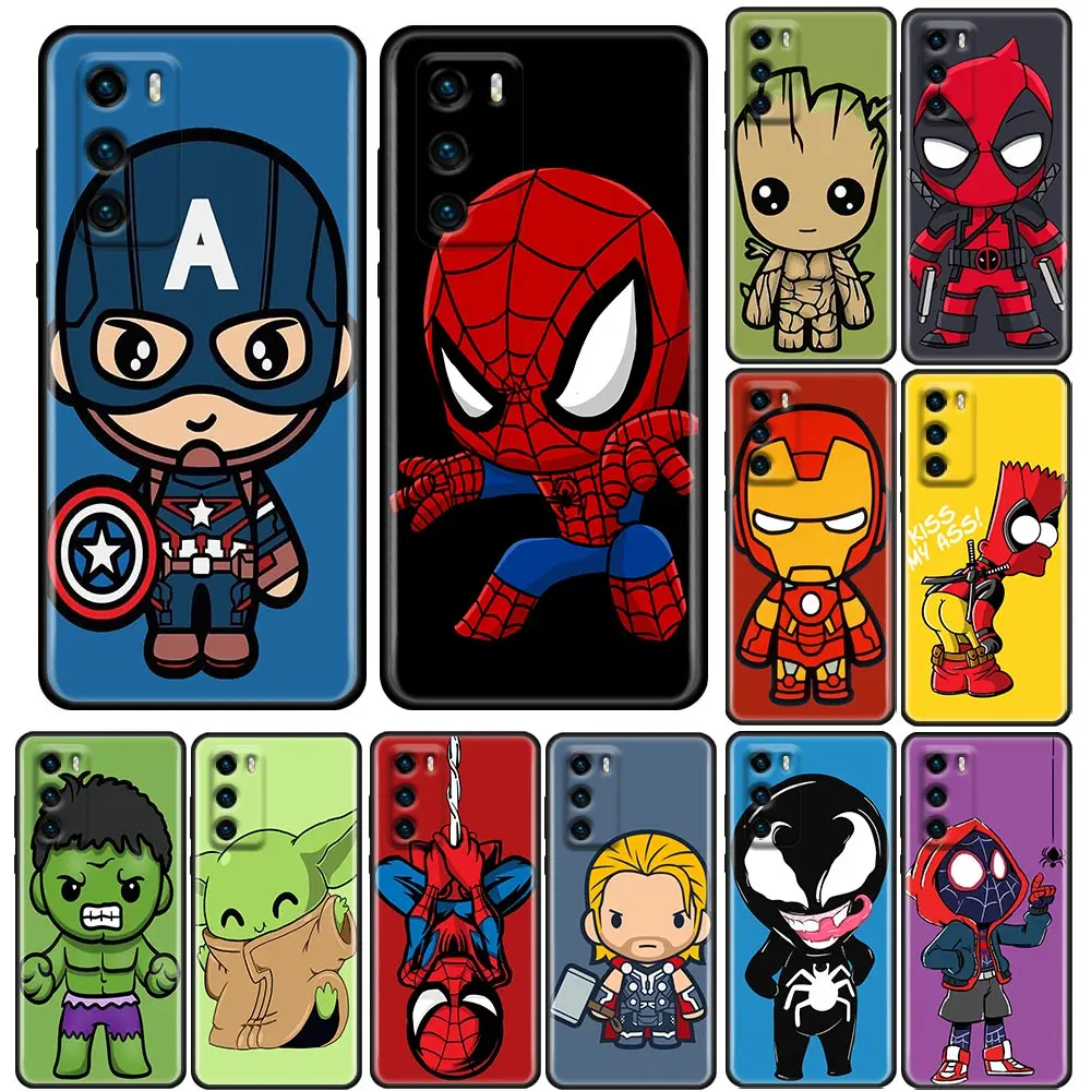 

Cartoon Marvel Groot Fundas For Huawei P20 P30 P40 Lite Pro P10 P50 Captain America Back Cover PSmart Z 2019 Soft Case Spiderman