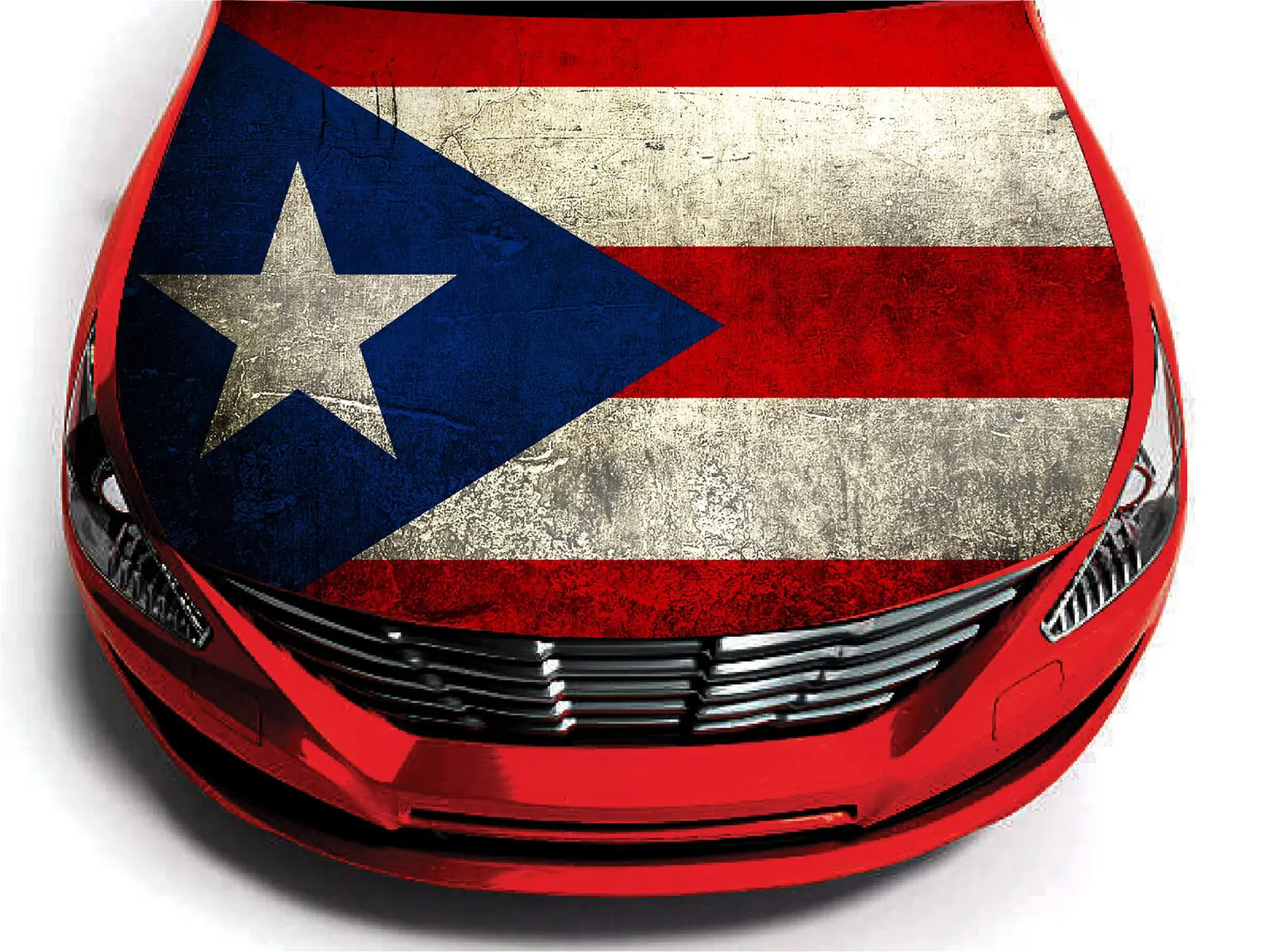 

Car Hood PUERTO RICO FLAG Wrap Vinyl Full Graphics Decal Sticker 52"x62"