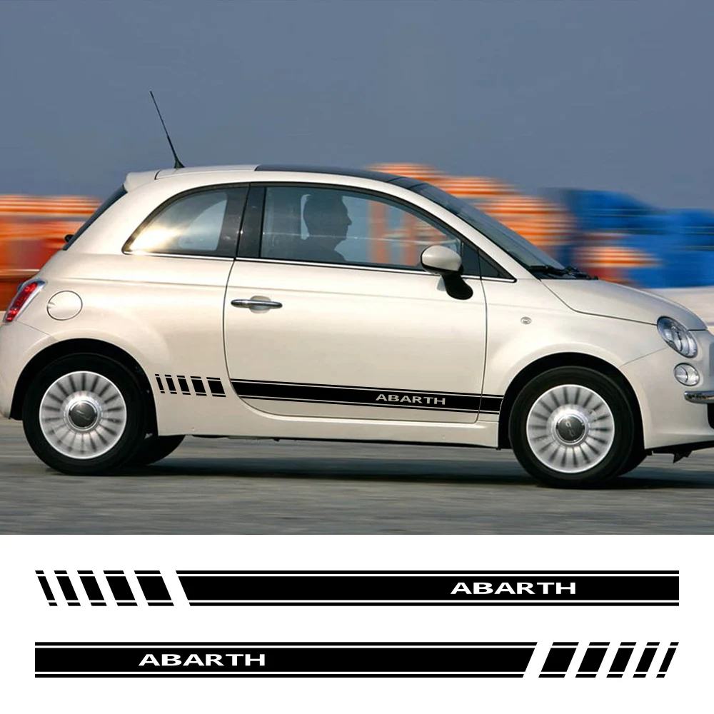 

Наклейки на дверь автомобиля, боковые полосы, крышка юбки, капюшон, наклейки, виниловый Комплект кузова, наклейки для Fiat 500 Abarth 595 695 500C 500e, винтажные аксессуары