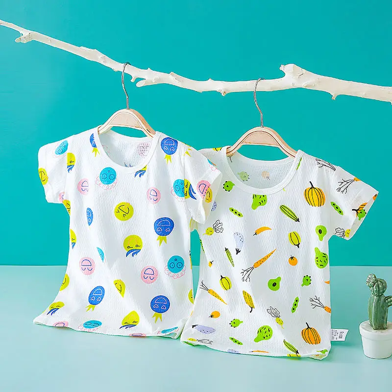 

2022 летняя футболка для мальчиков, детские футболки с мультяшным динозавром, детская одежда с коротким рукавом и полным принтом, хлопковая д...