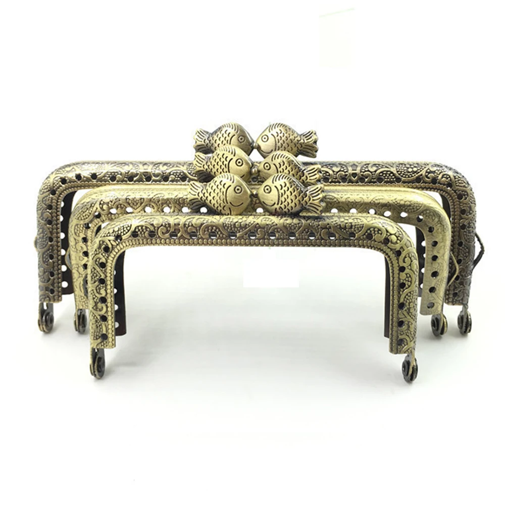 10pcs/lot 8.5cm Fish Head Metal Purse Frame Handle for Clutch Bag Accessories Delicate Making Kiss Clasp Lock Bags Vintage Frame