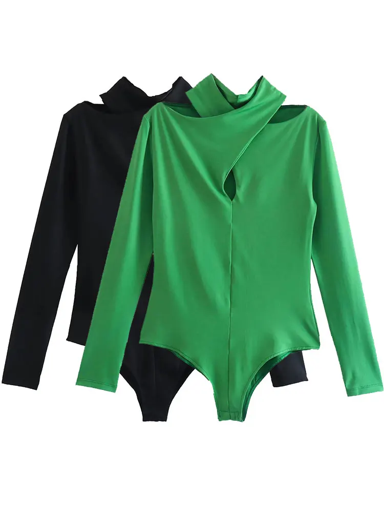 

Nlzgmsj ZBZA Spring Summer Sexy Bodysuit Hollow Slim Stretch Base Hollow Out Long Sleeve Bodysuit Rompers Women 202203