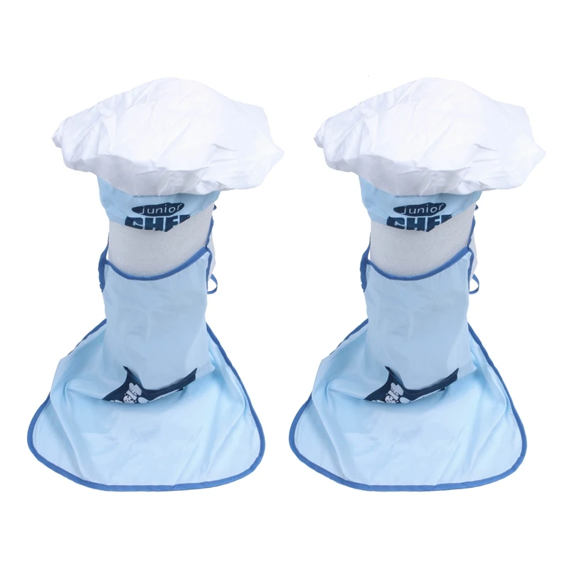 

2X Childs Kids Chef Hat Apron Cooking Baking Boy Girl Chefs Junior Gift (Blue)