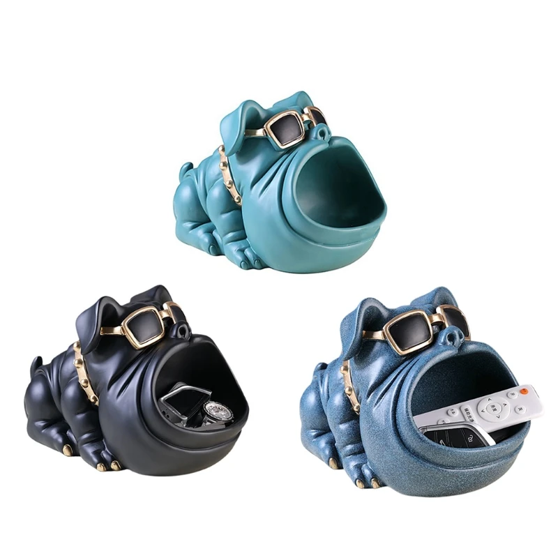 

3D Cool Dog Figurine Large Mouth Dog Storage Box for KEY Phone Desk Sundries Storage Box Art Sculpture Table Home Decor