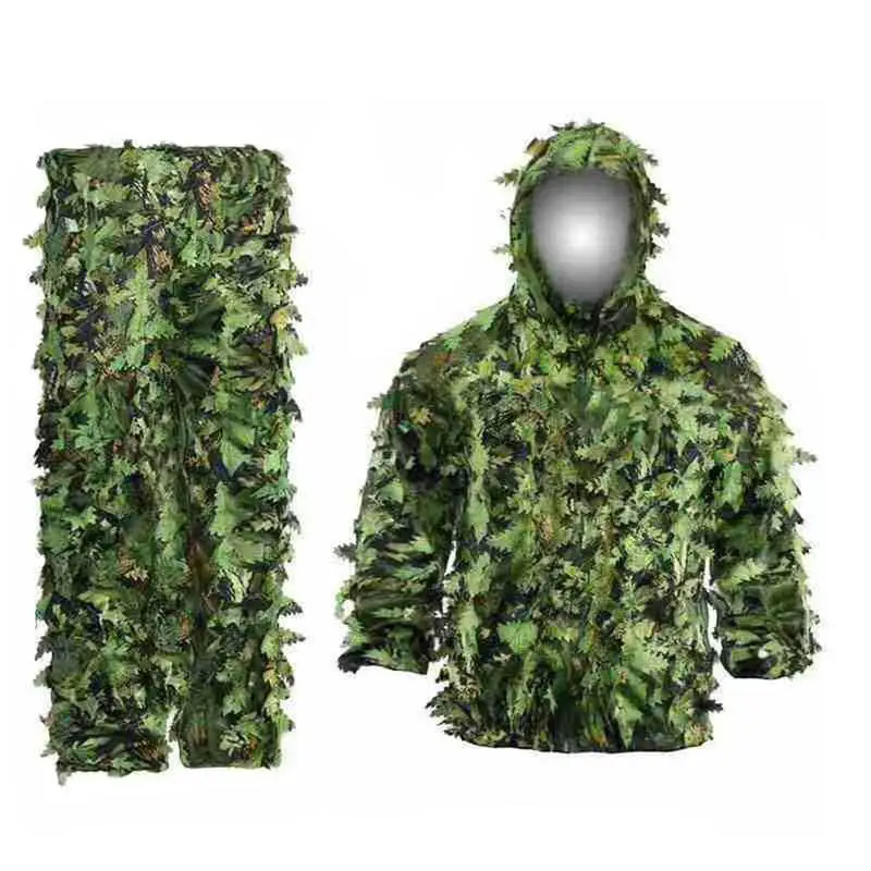 

Outdoor Ghillie Suit 3D Leafy Light Breathable Camouflage Clothes Jungle Suit CS Training Leaves Clothing Pants Hooded Jacket