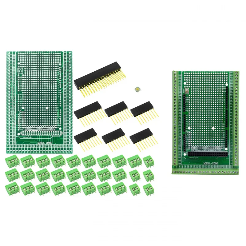 

Compatible With MEGA2560 Double-side PCB Prototype Screw Terminal Block Shield Board Kit For Arduino Mega 2560 R3