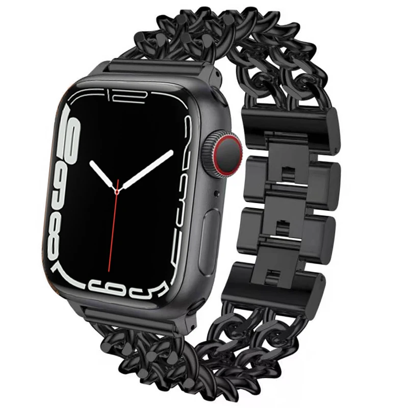 

Браслет из нержавеющей стали для Apple Watch Band 42 мм 44 мм 45 мм 41 мм 40 мм 38 мм, металлический звеньевой браслет-цепочка для iwatch Series 7 6 5 4 SE