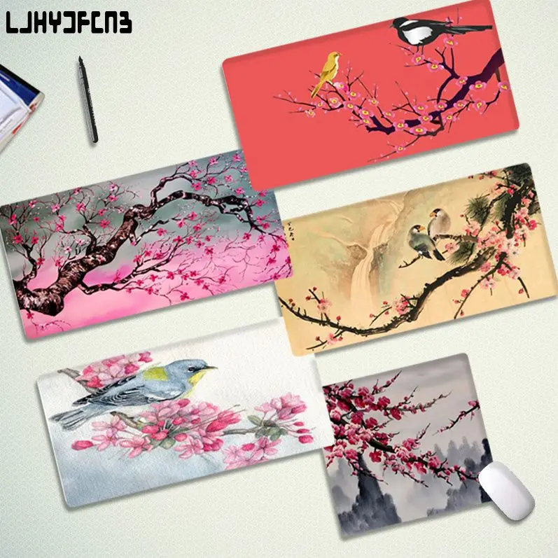 

LJHYDFCNB Plum Blossom Little Bird Your Own Mats Large Gaming Mousepad L XL XXL Gamer Mouse Pad Size For Game Keyboard Pad