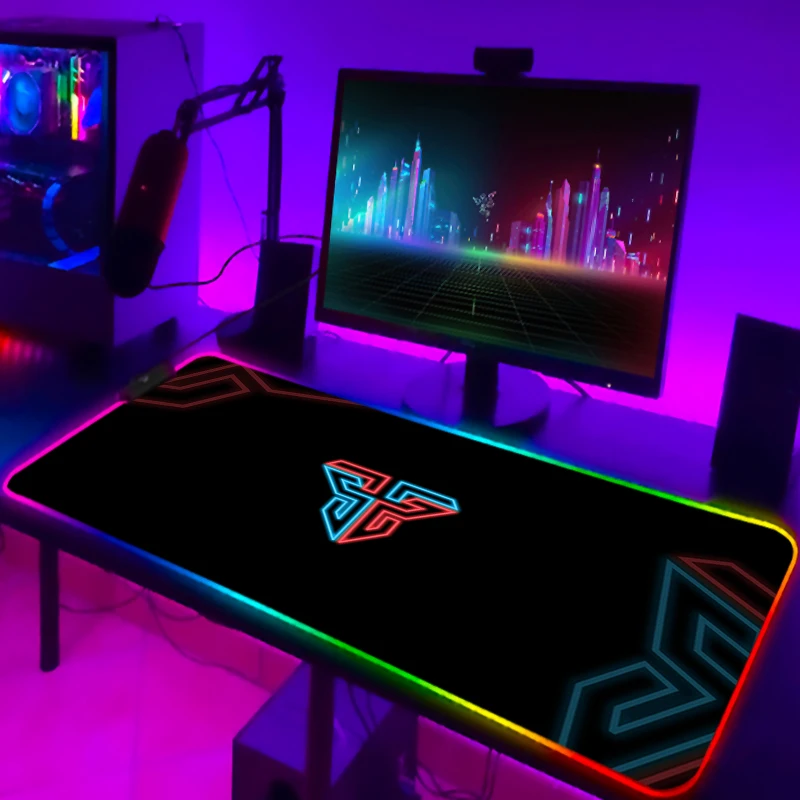 Большой коврик для мыши с аниме RGB, Игровые ноутбуки Fantech, коврик для клавиатуры, настольный протектор, аксессуары для ПК, светодиодный коври...