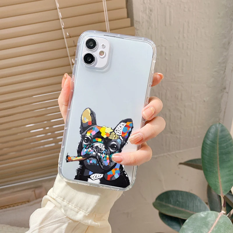 Pug Dog French Bulldog Shockproof Phone Case for IPhone 12 11 13 Pro Max 14 8 7Plus X XR XS MAX Couple Lover Friends Cover Coque